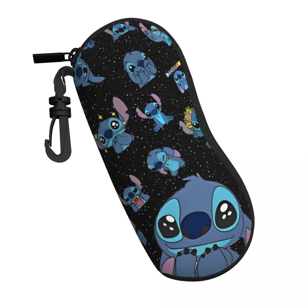 Cute Cartoon Stitch Glasses Case Cover Blue Comic Sunglasses Pouch Convenient Eyewear Storage Zipper Unisex Eyeglass Cases Cover