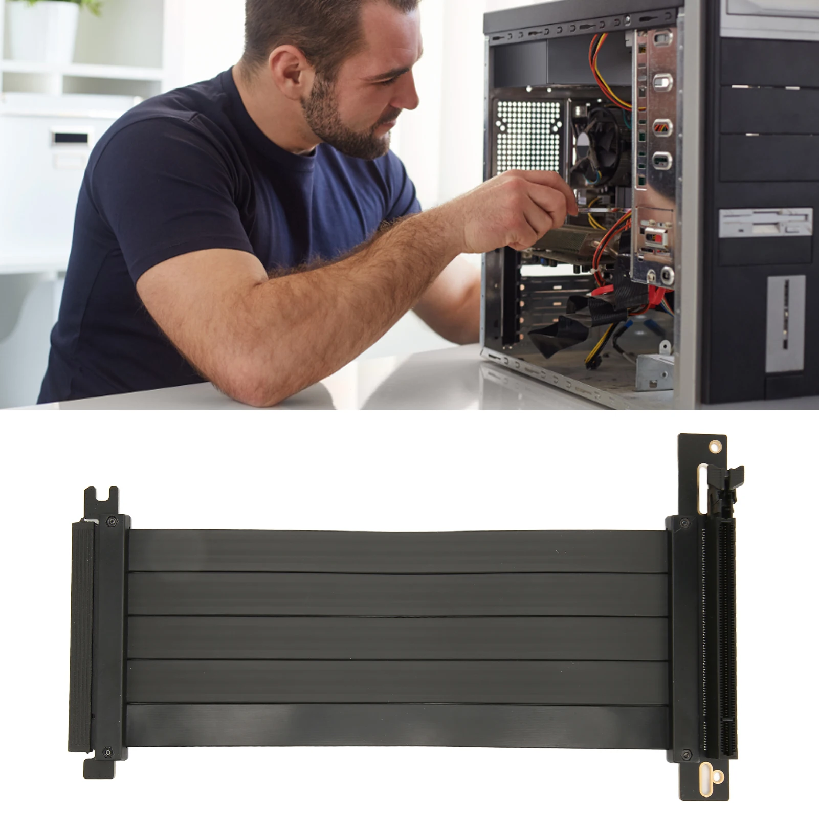 

Переходная карта PCIe PCIE 4.0 X16, высокоскоростной гибкий 90-градусный прямоугольный порт PCIE, графический процессор, удлинительный кабель для видеокарты