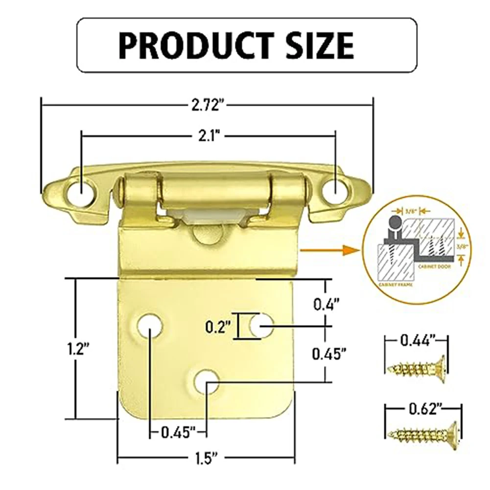 38 Inset Design Brass Hinges Hassle-Free Setup Includes Mounting Screws Perfect Fit For Cabinets Hinges For Furniture