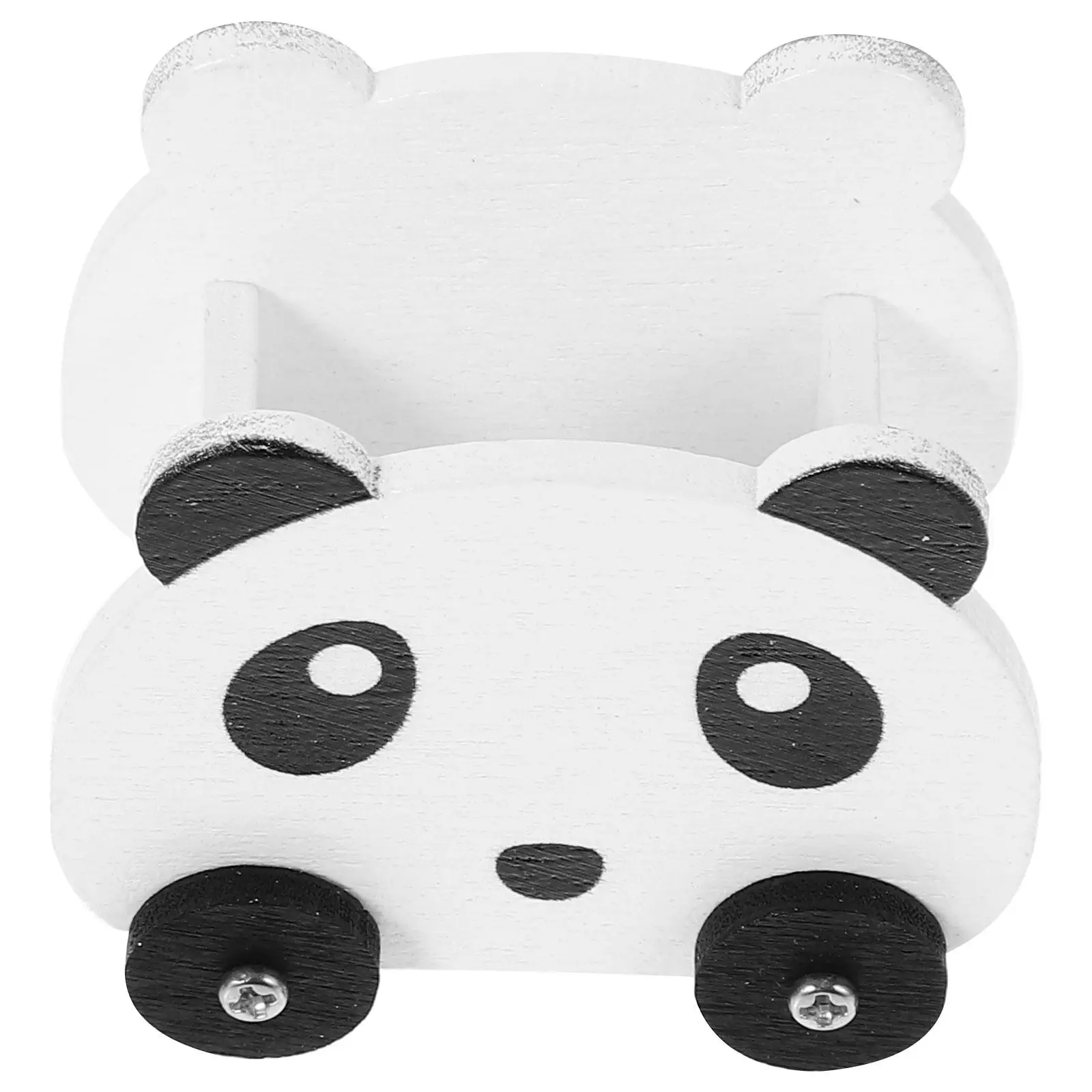 

Panda-Shaped Miniature Wood Storage Cart for Dollhouse Decoration Handcrafted Realistic Animal Theme Mini Furniture Adorable