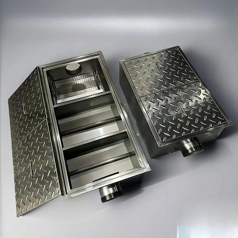 

Grease trap catering kitchen buried trench three-stage filter