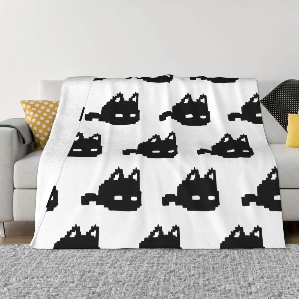 Omori Cat Blanket Cover Flannel Basil Aubrey Anime Game Super Warm Throw Blankets for Home Couch Bedroom Quilt