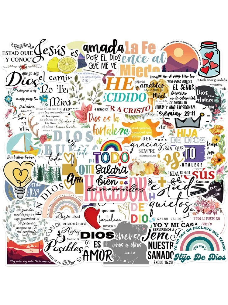 AliExpress NONE 50pcs Spanish Inspirational Graffiti Stickers, Aesthetics Stickers Water Bottle,Skateboard, Party Supply Bicycle Outdoor Sport