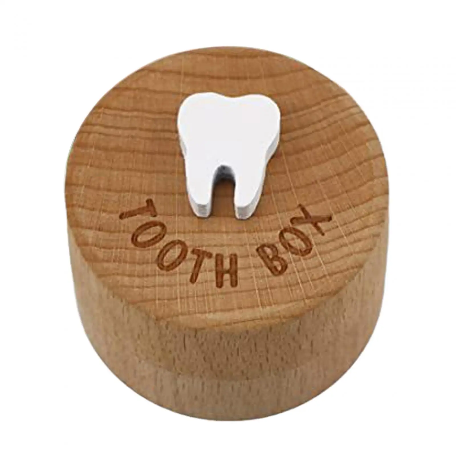 صندوق تذكار ذو أسنان خشبية مخصص للأطفال، حاوية شعر الجنين، حامل ذاكرة على شكل دائرة للأطفال، دش هدية