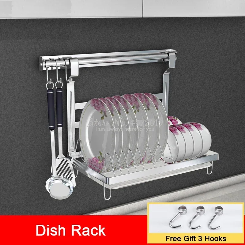 

Space-Saving Wall-Mounted Dish Rack - Stainless Steel Draining Bowl, Foldable Kitchen Organizer, Dryer for Tableware