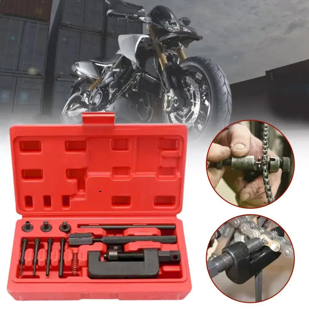 

13pcs Chain Breaker Riveting Tool Kit Motorcycle Chain Splitter Riveting Tool Heavy Duty Link O Ring ATV Motorcycle Bike