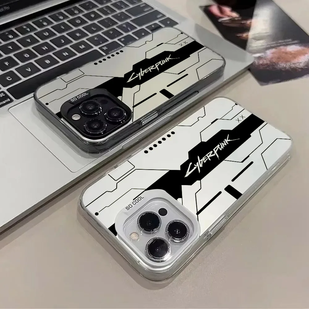 

Cyberpunk Mechanical Intelligence Phone Case IMD Color Silver Shell For IPhone 16 15 14 13 12 11 Pro Max Plus
