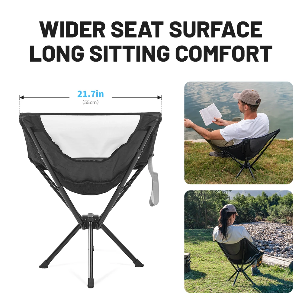 Naturehike Folding Chair Fast Assembly Camping Chairs L03 Quick Open Portable Fishing Hiking Ultralight Black Moon Chair Outdoor