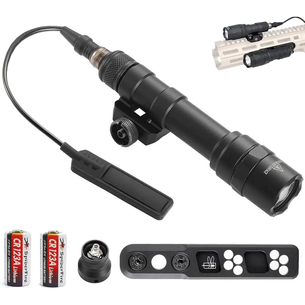 

Тактический фонарь 1000 люмен с выносным кнопочным выключателем и двумя вариантами крепления