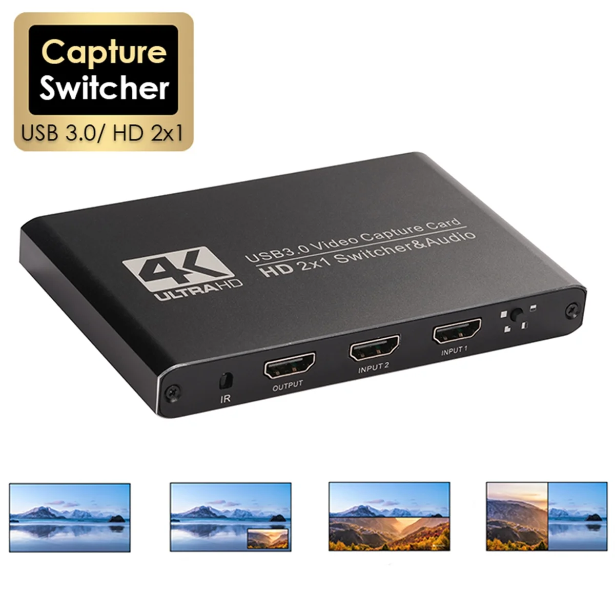 بطاقة التقاط فيديو مقطوعة بشاشة مزدوجة 2025+2x1 - متوافقة مع قنلتين إلى USB3.0 محول الصوت OBS Game Grabber Streaming