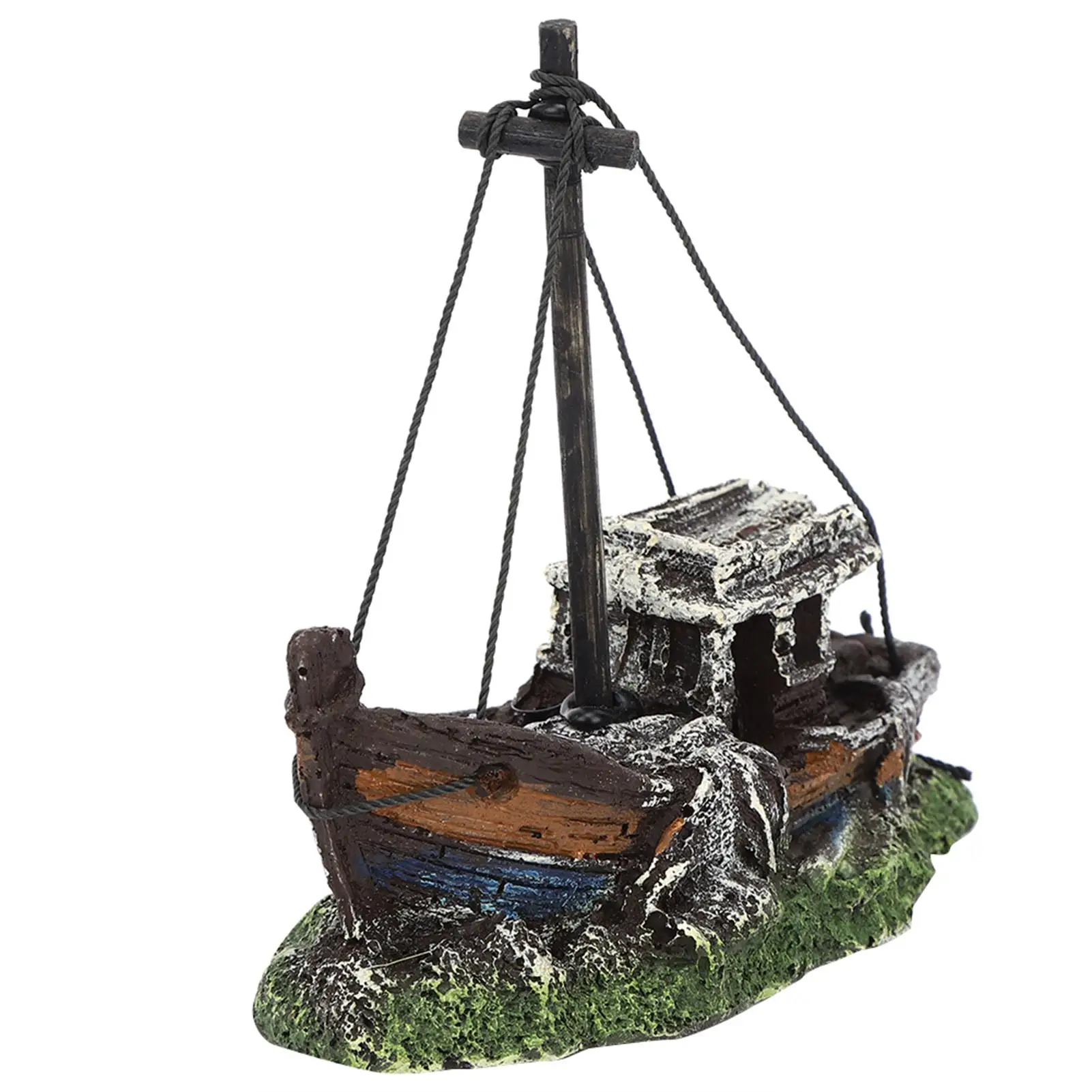 Realistic Shipwreck Resin Aquarium Decoration - Hide House Ornament for Fish Tank Landscape