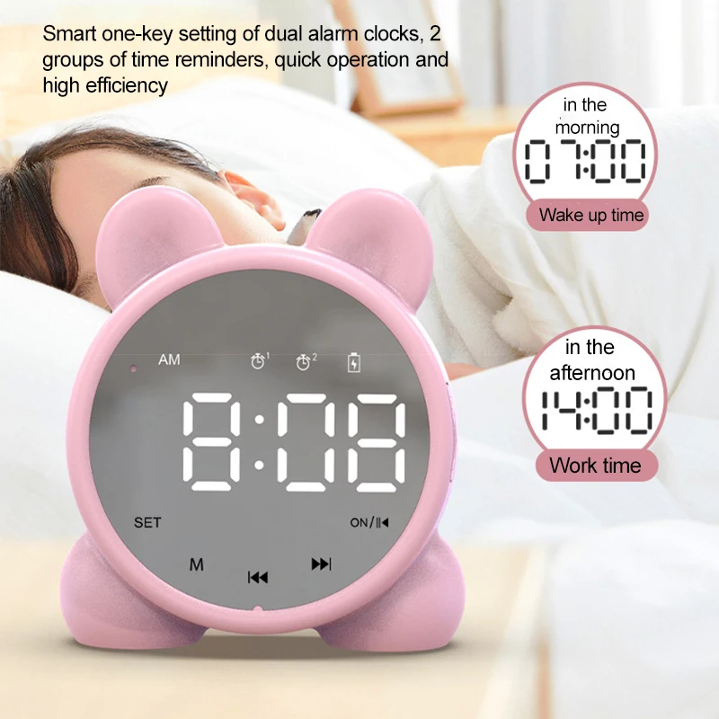 Reloj de mesa bonito para estudiantes, altavoz inteligente con Bluetooth, despertador, reloj Digital Led, reloj de temperatura para regalo