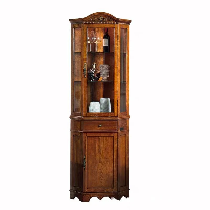 

Living room solid wood corner storage wine cabinet triangular storage vertical cabinet