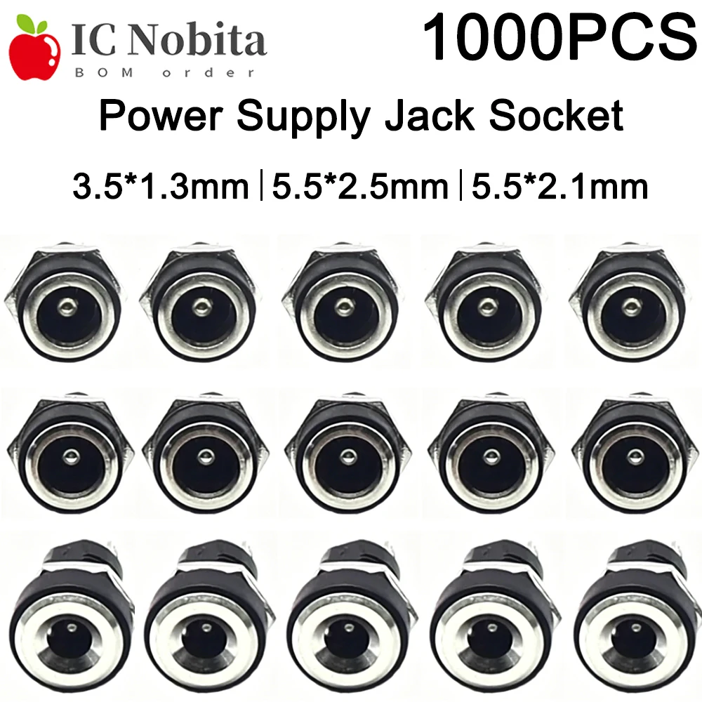 1000PCS DC-022B 3A 12V DC Power Supply Jack Socket Female Panel Mount Connector 5.5*2.1mm 5.5* 2.5mm 3.5*1.3mm DC022B
