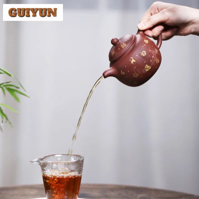 315 مللي رائعة ييشينغ الأرجواني الطين أباريق الشاي اليدوية باو زون وعاء الخام الخام الأرجواني الطين غلاية مع Infuser الصينية Zisha طقم شاي #2