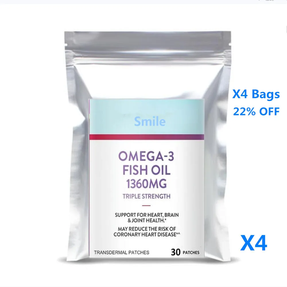 30 แพทช์ Rapid-Release Omega-3 น้ํามันปลา Transdermal แพทช์สําหรับหัวใจและการสนับสนุนหลอดเลือด