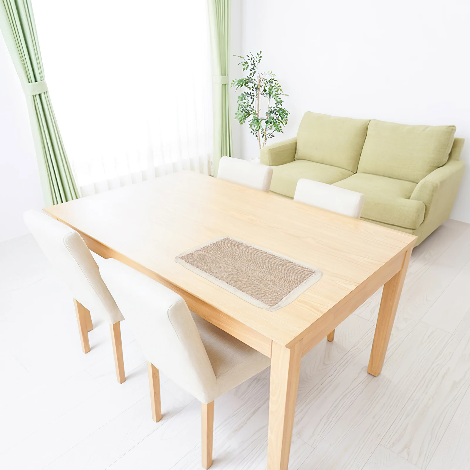 

4 pcs Natural Jute Placemats Heat Resistant Table Mats Farmhouse Burlap Drink Coasters Boho Linen Placemat Wipeable Decor For