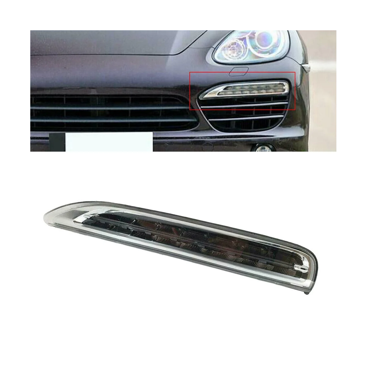 Car Front Bumper Daytime Run Light Lamp LED DRL Fits for Porsche Cayenne 2011-2014 Left:95863118100