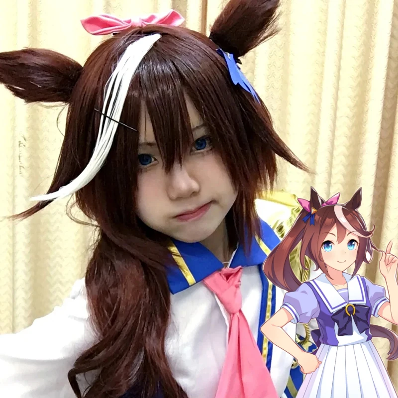 アニメウマ娘プリティーダービー-トウカイテイオ-コスプレウィッグ-女性用-ロリータ-耐熱合成フルウィッグ-耳尻尾セット-ハロウィン小道具