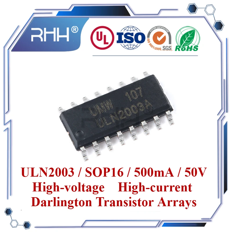 ULN2003 SOP-16 500mA 50V Darlington transistor arrays electronic components transistors High current High voltage