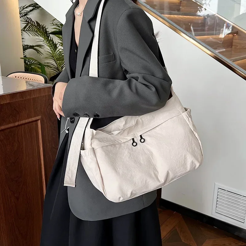 나일론 토트백 한국 버전 툴링 트렌디 단색 언더암 백, 대용량 심플 캐주얼 숄더백, 신제품