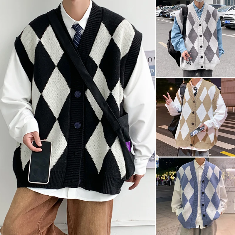 

Ветрозащитный жилет с открытой передней пуговицей и v-образным вырезом, мужской теплый мягкий пальто, осенне-зимний топ без рукавов, новый базовый повседневный вязаный кардиган