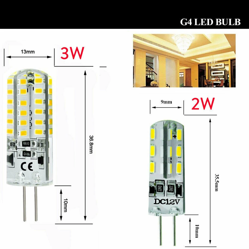 15 ชิ้นมินิ G4 หลอดไฟ LED AC 220V Dc 12V 3W Spotlight โคมระย้าห้องเกมสูงอุปกรณ์เสริมโคมไฟฮาโลเจนโคมไฟเพดานบ้าน