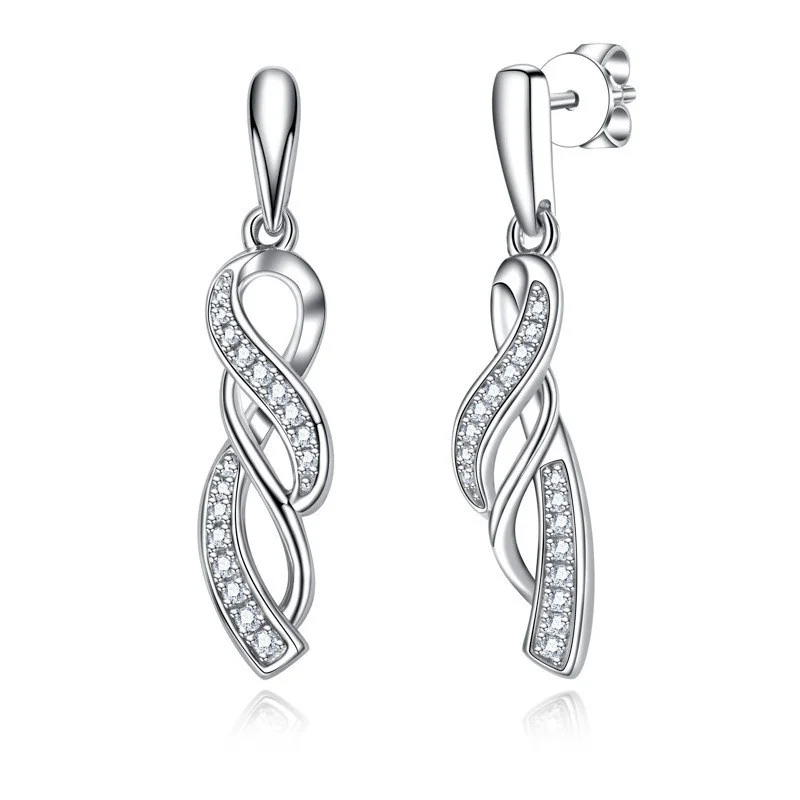 

ZFSILVER модные серьги-крестики из серебра s925 с муассанитом и бантом для подвесок, женские аксессуары, вечерние ювелирные изделия, подарок AM-EMO-0010