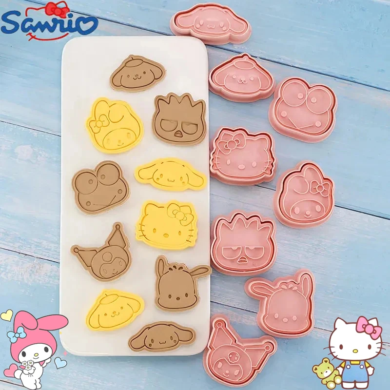 

8 PCS/set Sanrio Kuromi Melody Cookie Cutter Cartoon Kawaii Plastic Pressable Biscuit Mold Cookie Mold Kitchen Baking Tools Gift