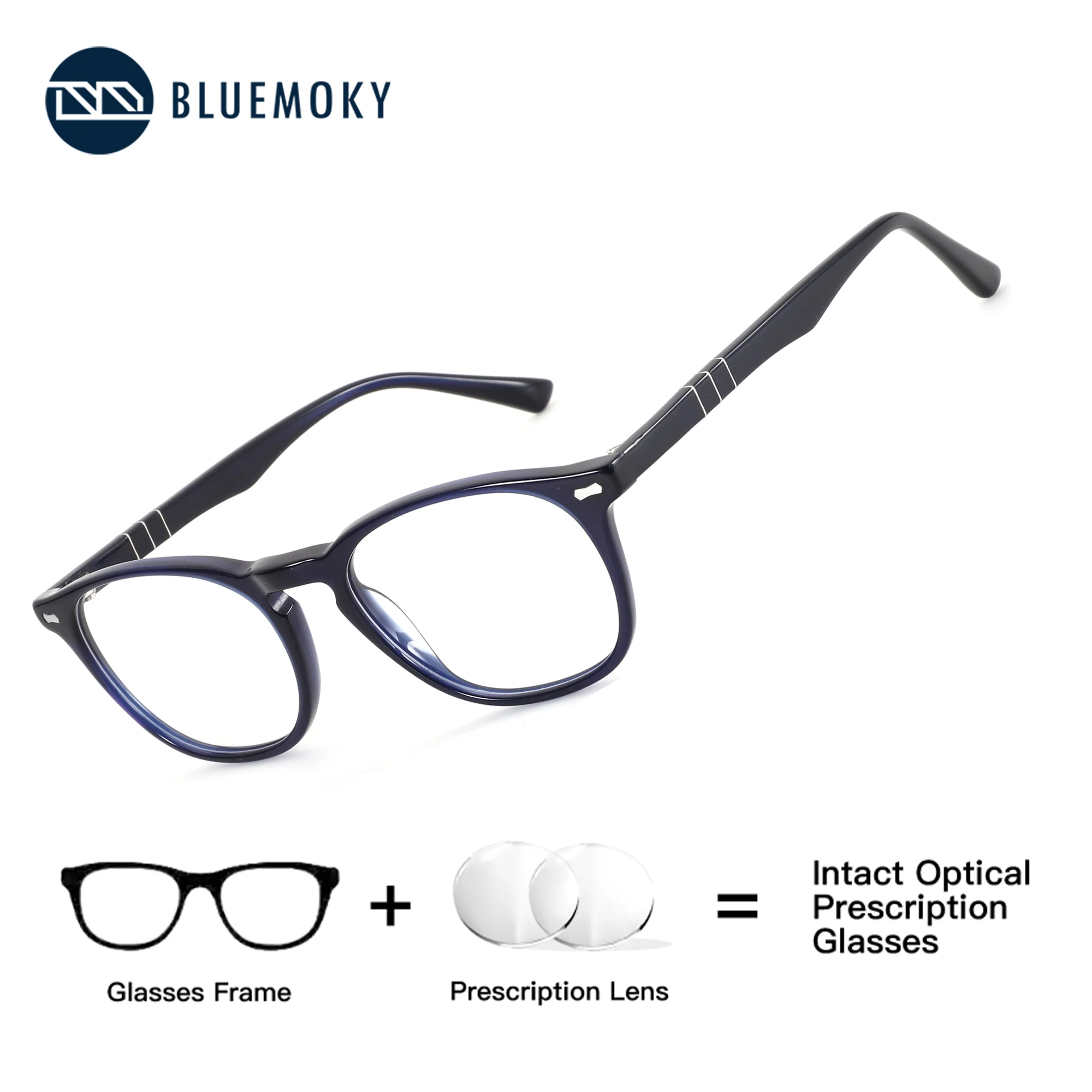 

BLUEMOKY Square Acetate Prescription Eyeglasses Photochromic Anti Blue Light Men's Grade Glasses Optical Eyewear