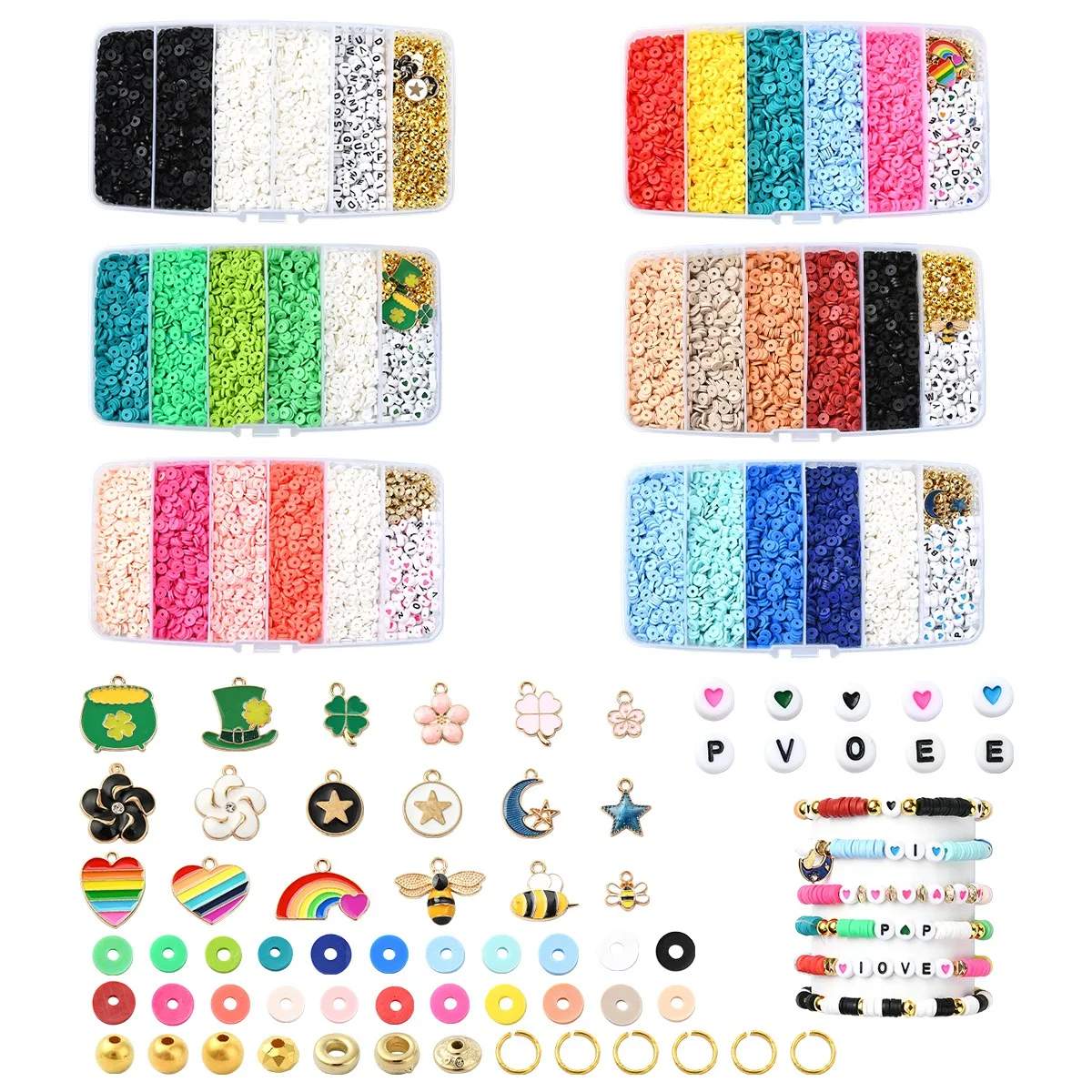 

DIY Jewelry Set Kits Handmade Polymer Clay Heishi Beads kit set Valentine's Day Carnival St. Patrick's Day Handmade Gifts