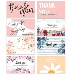 10-30pcs 9cm*5.4cm Pink Flowers Thank You Cards For Gift Card Box Package Decoration Shopkeeper Baking Small Business