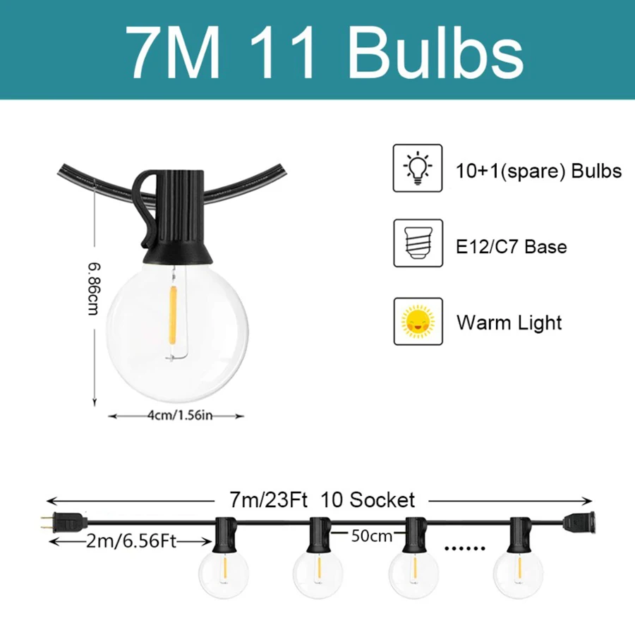 G40 LED Lichterketten Außenterrasse Party Globus Glühbirnen Lichterkette für Weihnachten Straße Garten Camping Terrasse Dekoration