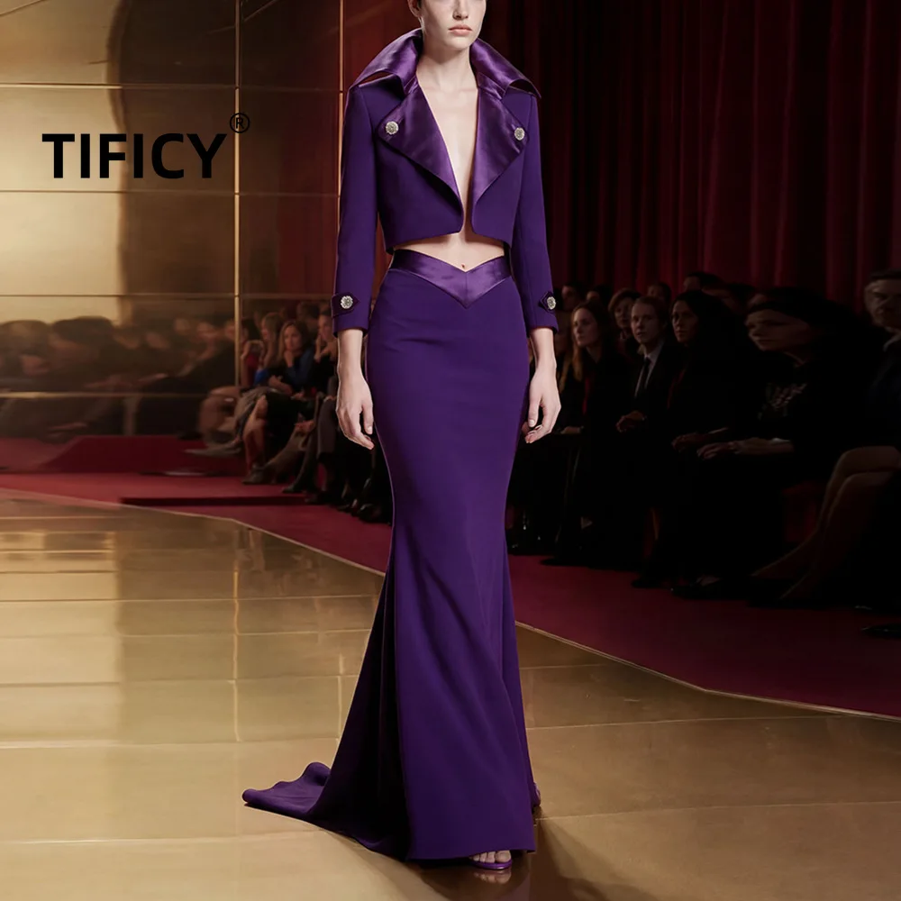 High Street 2pcs Set Women's New Fashion Diamond Button Short Blazer+ Long Skirt Set Two Piece Set Party Dress