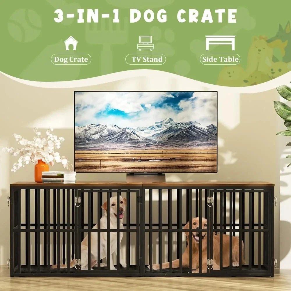 Dog Crate Furniture Pet Kennel Black Cage End Table With 3-In-1 And Removable Tray For Small Medium Large Dogs