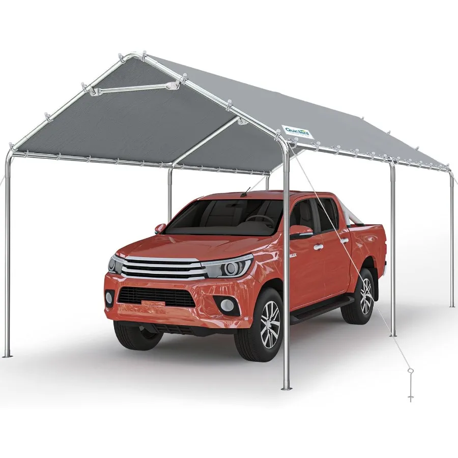 

10x20 ft Heavy Duty Carport Canopy with Reinforced Structure for Outdoor Vehicle Protection Galvanized Metal Frame No Sidewall