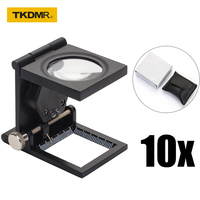 TKDMR Table Pocket Magnifier 10X Magnifying Glass Cloth Textile Fabrics Inspection Folding Scale Magnify with 2 LED Illuminate