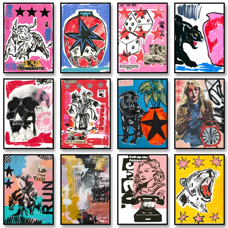 

Абстрактный классический постер с дикими животными: Пумы, Гиены. Картина на холсте для гостиной, декор для дома.