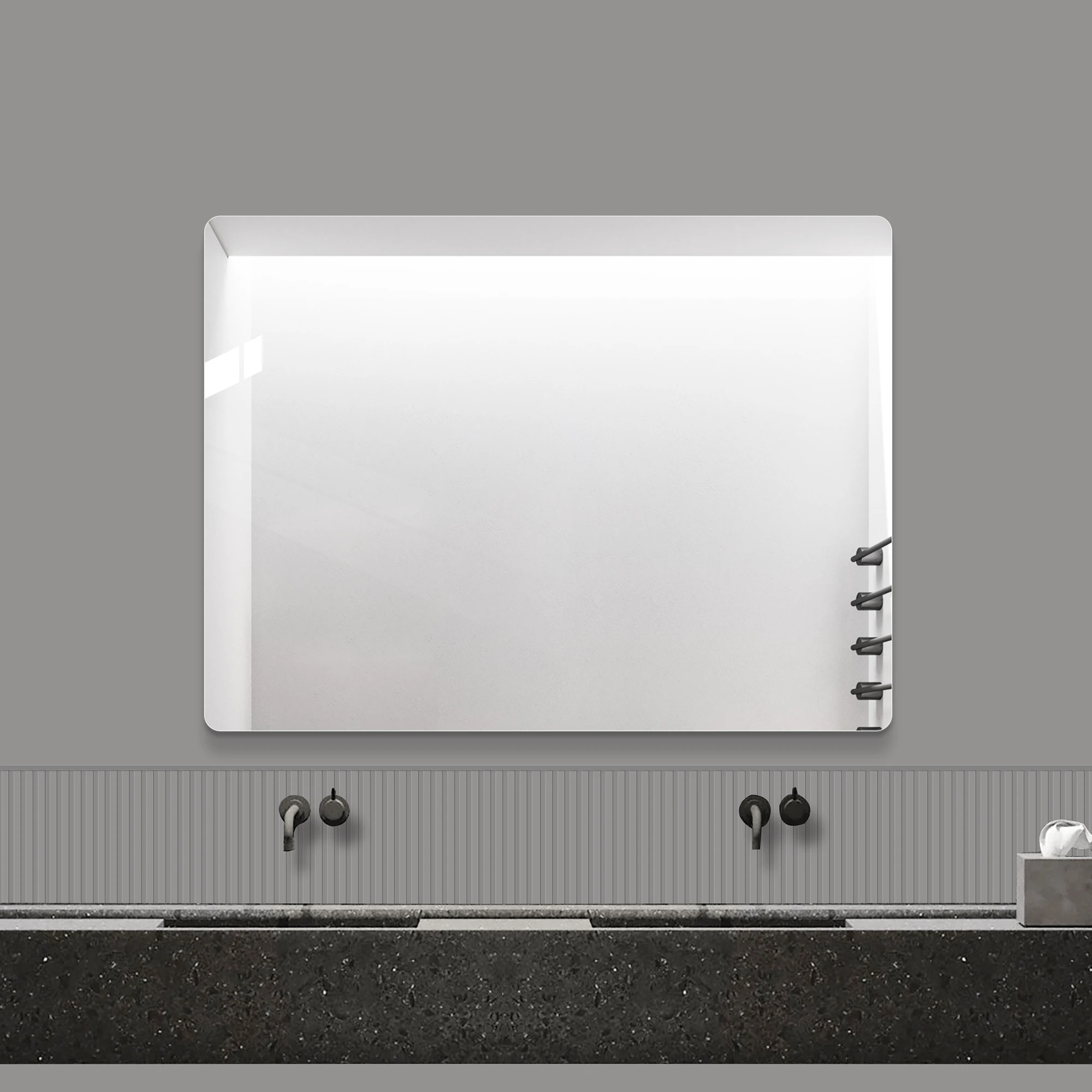 32 x 24 Inch Frameless Bathroom Vanity Mirror, 5mm Copper-Free Silver Glass Wall Mirror, Shatter-Resistant Rectangular Mirror for Vertical or Horizontal Installation