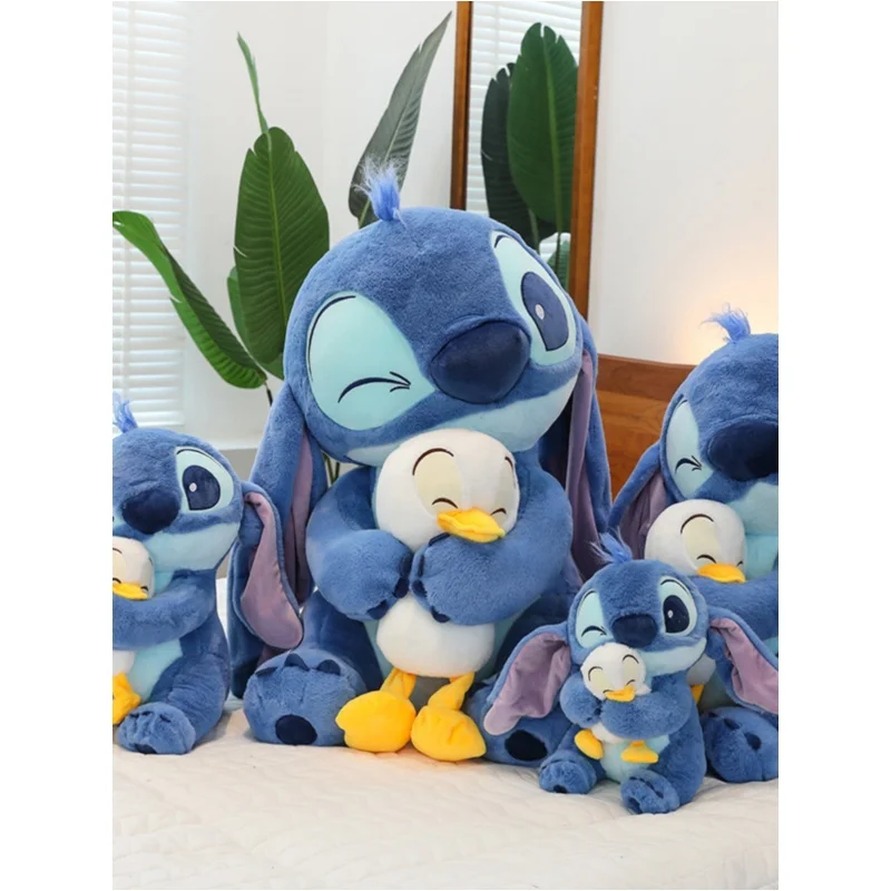 Hot Sale 30cm-80cm New Disney Lilo & Stitch Toy Cartoon Embrace Donald Duck Stuffed Doll Anime Collection Souvenir Birthday Gift