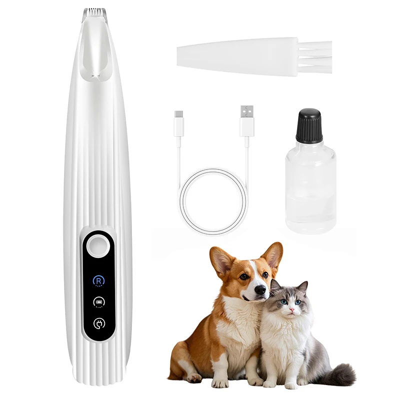 Waterproof Low Noise Pet Grooming Trimmer with LED Light - Dog & Cat Hair Shaver for Face, Ear, Paw, Hip, and Foot