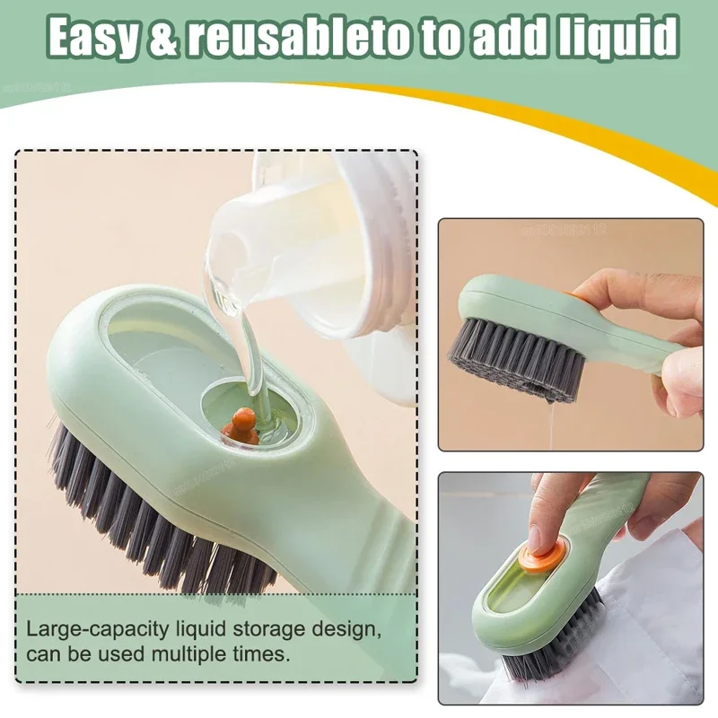 1/2pcs Shoes Brush Automatic Liquid Discharge Multifunction Press Out Shoes Cleaner Soft Bristles Clothes Brushes Cleaning Tool