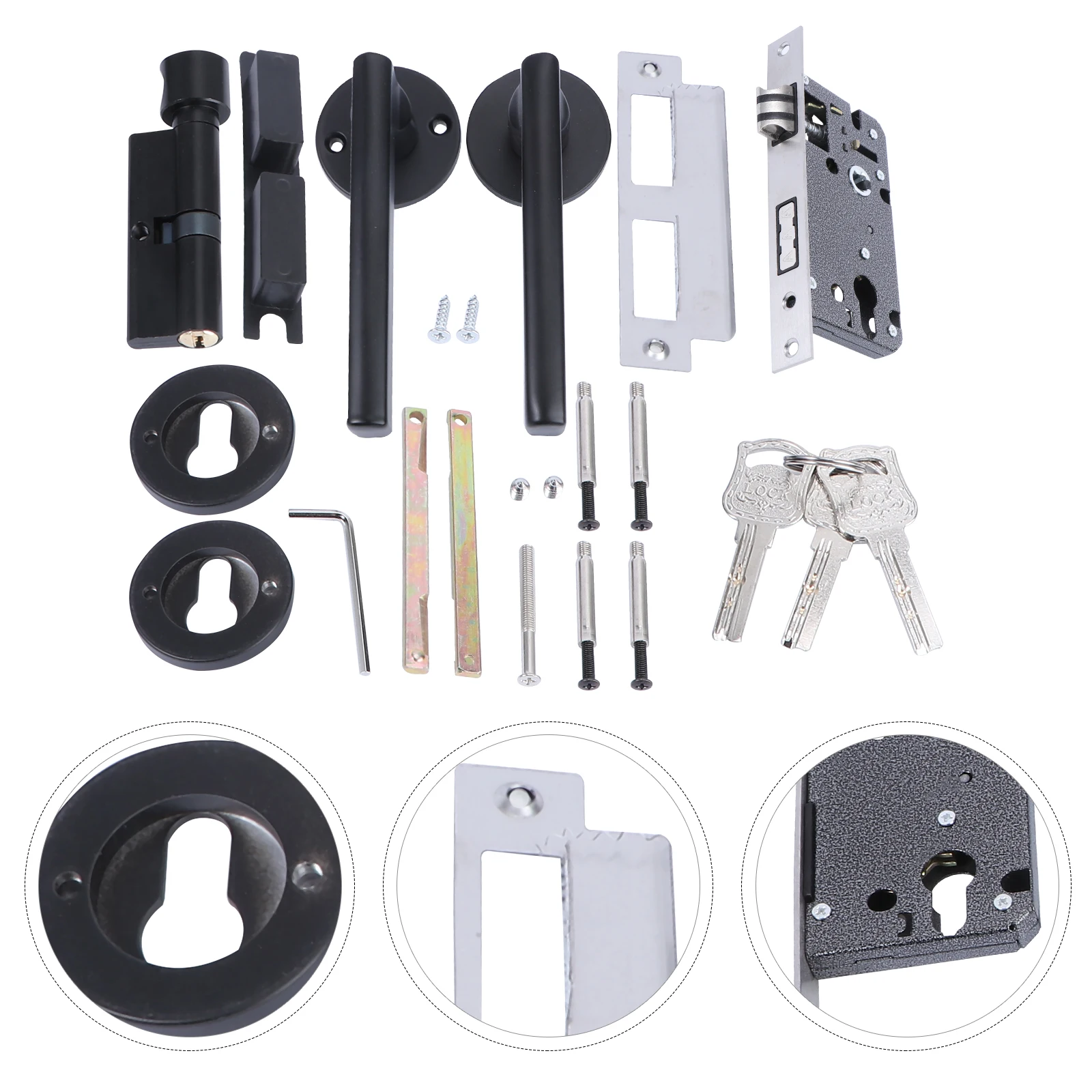 

Aluminum Solid Wood Door Handle Locks Bedroom Doors Anti-theft Durable Easy Install Silent Smooth Door Knob Set Security
