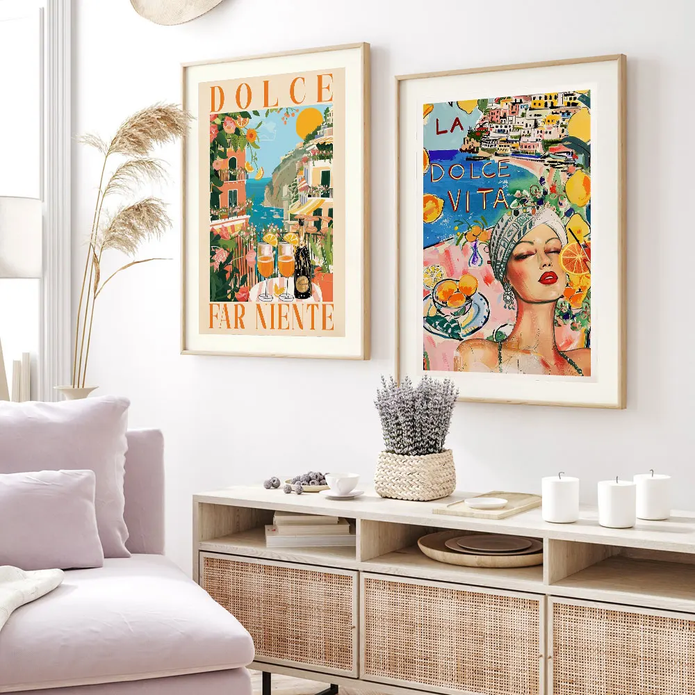 La Dolce Vita Amalfi Coast Italy Posters Canvas Painting Print Room Home Kitchen Bar Cafe Room Wall Home Decor