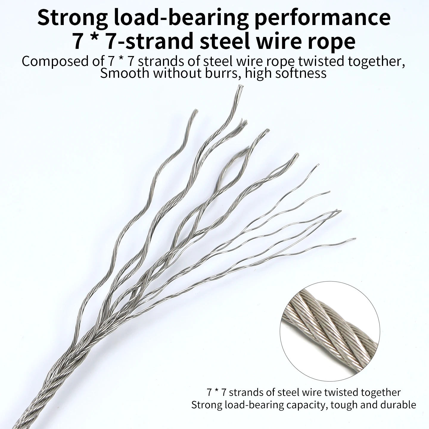 Picture 6: 2PCS 1.5mm Stainless Steel Wire Rope with Straight Bolt Connector and Adjustable Metal Hook, Steel Cable Suspension Kit
