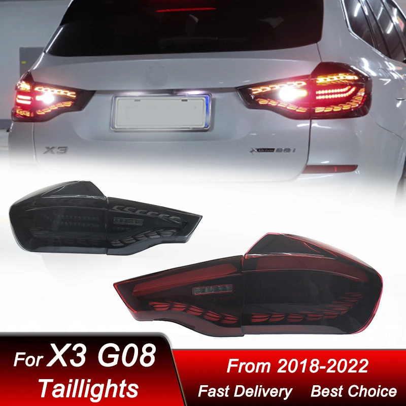 Pop Car Tail Lights For BMW X3 G08 2018-2023 Dragon Scale Style Full LED Tail Lamp Dynamic Turn Signal Light Tail Lamp Assembly
