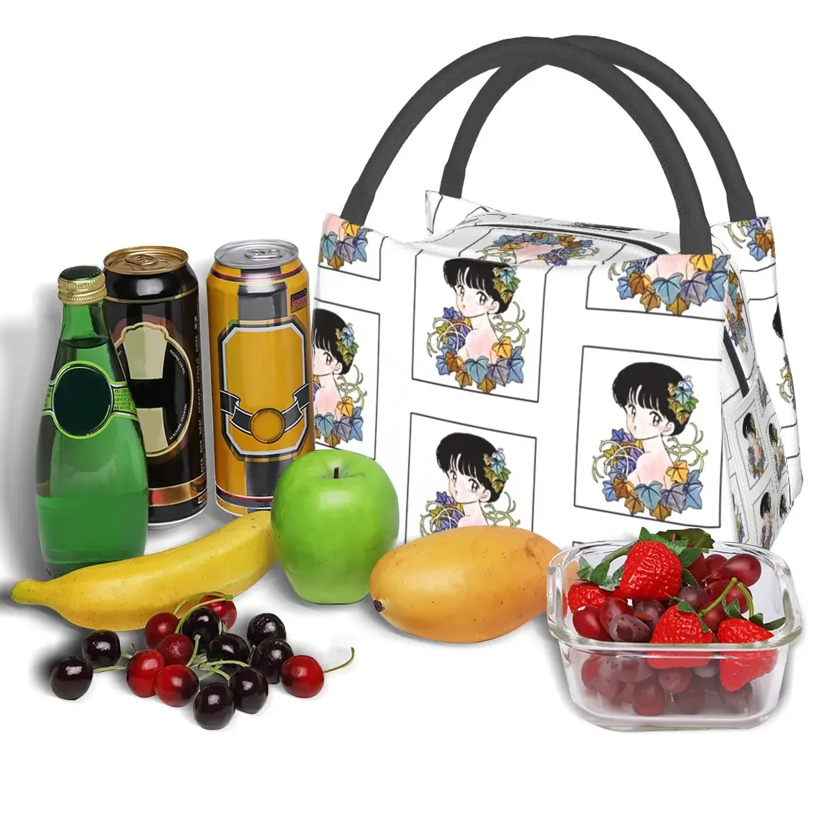 Akane Tendo com flores para mulheres e crianças, Lunch Bags Edição Especial, Bento Box Isolado, Lunch Tote Piquenique Bags, Trabalho com 12 Edição Especial