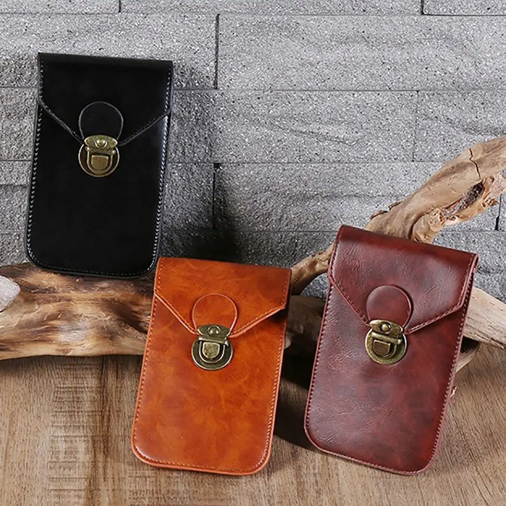 

Fashion Leather Phone Belt Bag Multifunctional Universal Waist Bag WaterProof Male Waist Pouch Men