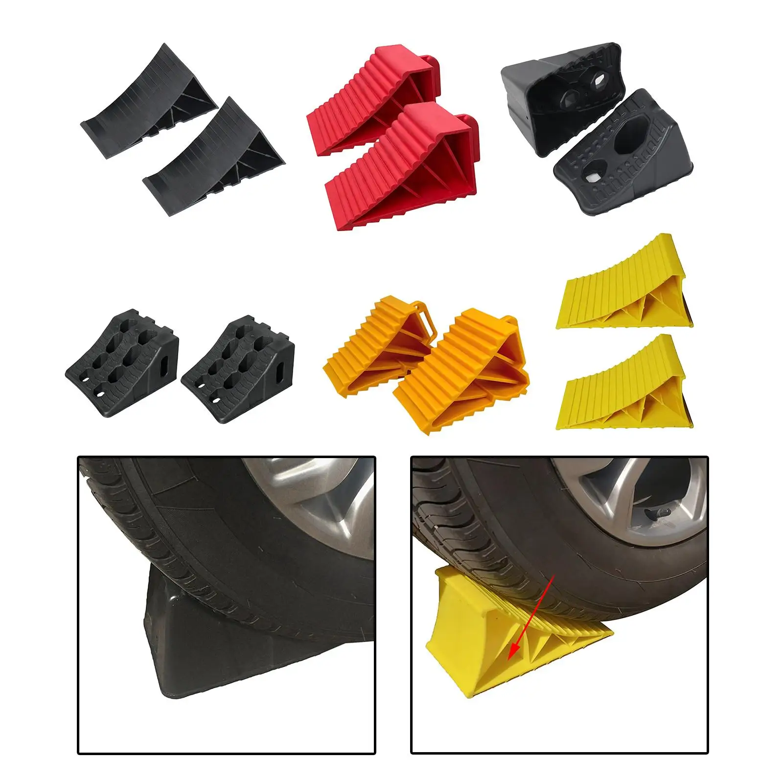 

2 Pieces Heavy Duty Wheel Chocks Durable Professional Easy Removal Direct Replaces Tire Anti Slip Device Universal for Auto