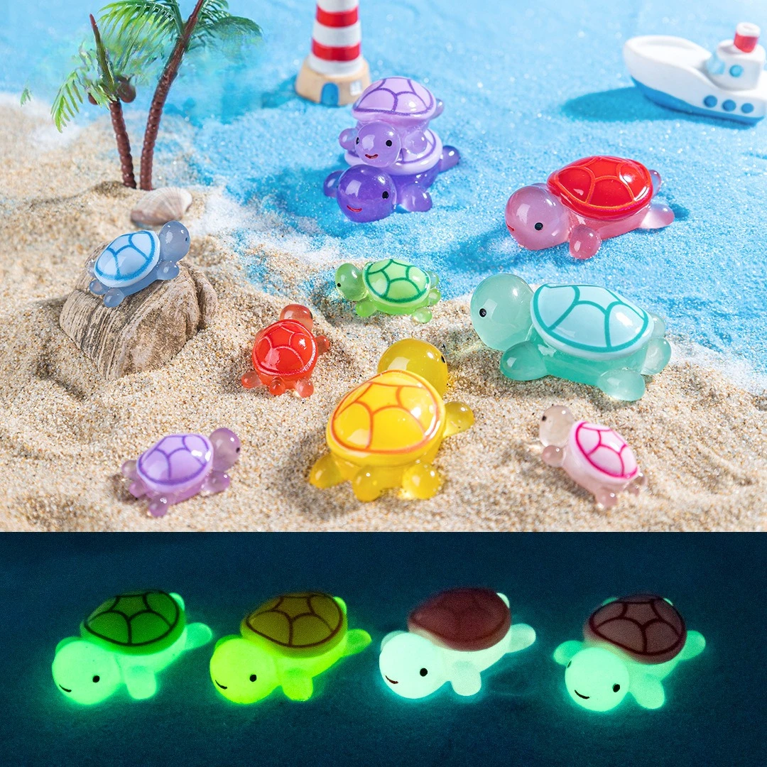 Glow Turtle  landscape creative cute cartoon luminous turtle pair touch DIY decoration blind box bag accessories small ornament
